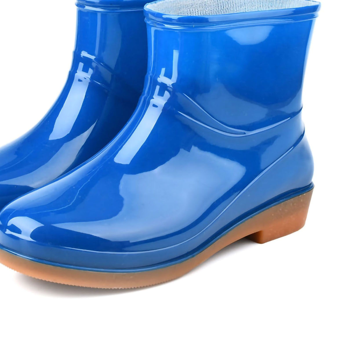 Womens Rain Boots Fashion Antiskid Short Rain Boot Round Head Radian PVC Plastic Rain Boots Blue 36