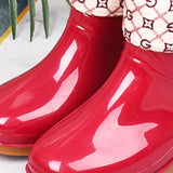 Womens Rain Boots Fashion Antiskid Short Rain Boot Round Head Radian PVC Plastic Rain Boots Red Padded 40 - 45-Degree Angle
