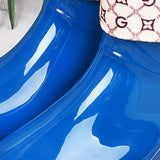 Womens Rain Boots Fashion Antiskid Short Rain Boot Round Head Radian PVC Plastic Rain Boots Blue Padded 38 - 45-Degree Angle