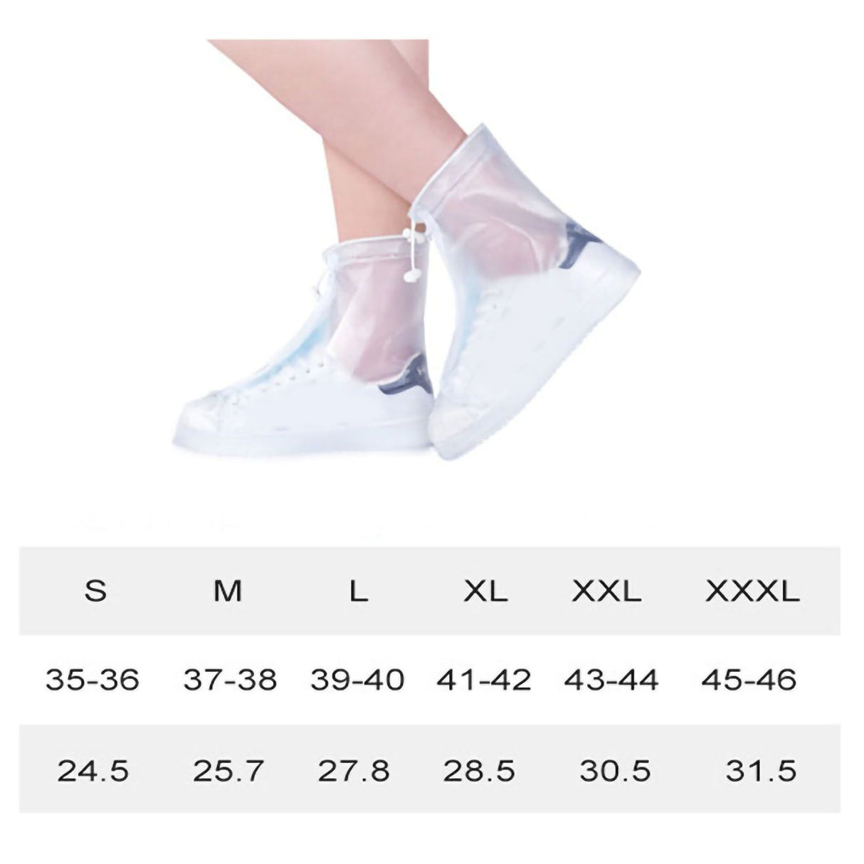 Rain Shoe Covers Waterproof Rainproof Tall Shoe Cover Antiskid Wear Resistant Rain Shoe Protector High Top White L