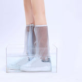Rain Shoe Covers Waterproof Rainproof Tall Shoe Cover Antiskid Wear Resistant Rain Shoe Protector High Top White XL