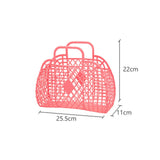 Hollow Storage Basket Plastic Reusable Portable Foldable Bag for Beach Home Bedside Shopping Toys Clothes Red 250x110x220mm/9.84x4.33x8.66in