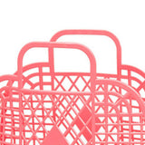 Hollow Storage Basket Plastic Reusable Portable Foldable Bag for Beach Home Bedside Shopping Toys Clothes Red 250x110x220mm/9.84x4.33x8.66in