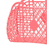 Hollow Storage Basket Plastic Reusable Portable Foldable Bag for Beach Home Bedside Shopping Toys Clothes Red 250x110x220mm/9.84x4.33x8.66in - Top-Down View