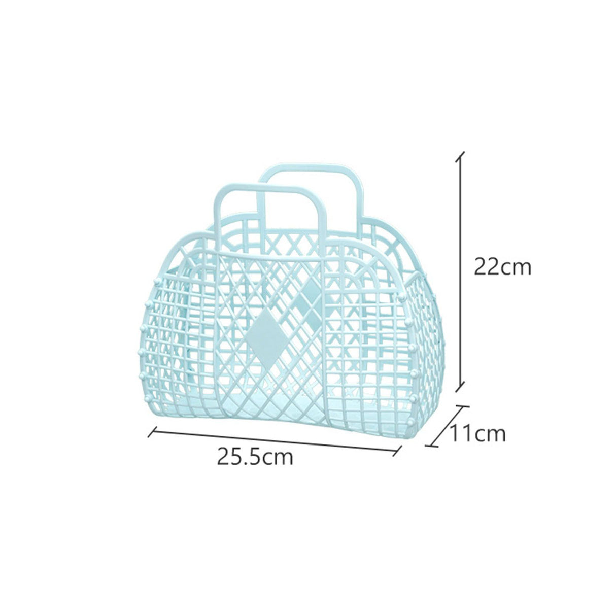 Hollow Storage Basket Plastic Reusable Portable Foldable Bag for Beach Home Bedside Shopping Toys Clothes Blue 250x110x220mm/9.84x4.33x8.66in