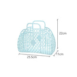 Hollow Storage Basket Plastic Reusable Portable Foldable Bag for Beach Home Bedside Shopping Toys Clothes Blue 250x110x220mm/9.84x4.33x8.66in