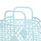 Hollow Storage Basket Plastic Reusable Portable Foldable Bag for Beach Home Bedside Shopping Toys Clothes Blue 250x110x220mm/9.84x4.33x8.66in