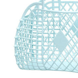 Hollow Storage Basket Plastic Reusable Portable Foldable Bag for Beach Home Bedside Shopping Toys Clothes Blue 250x110x220mm/9.84x4.33x8.66in - Top-Down View