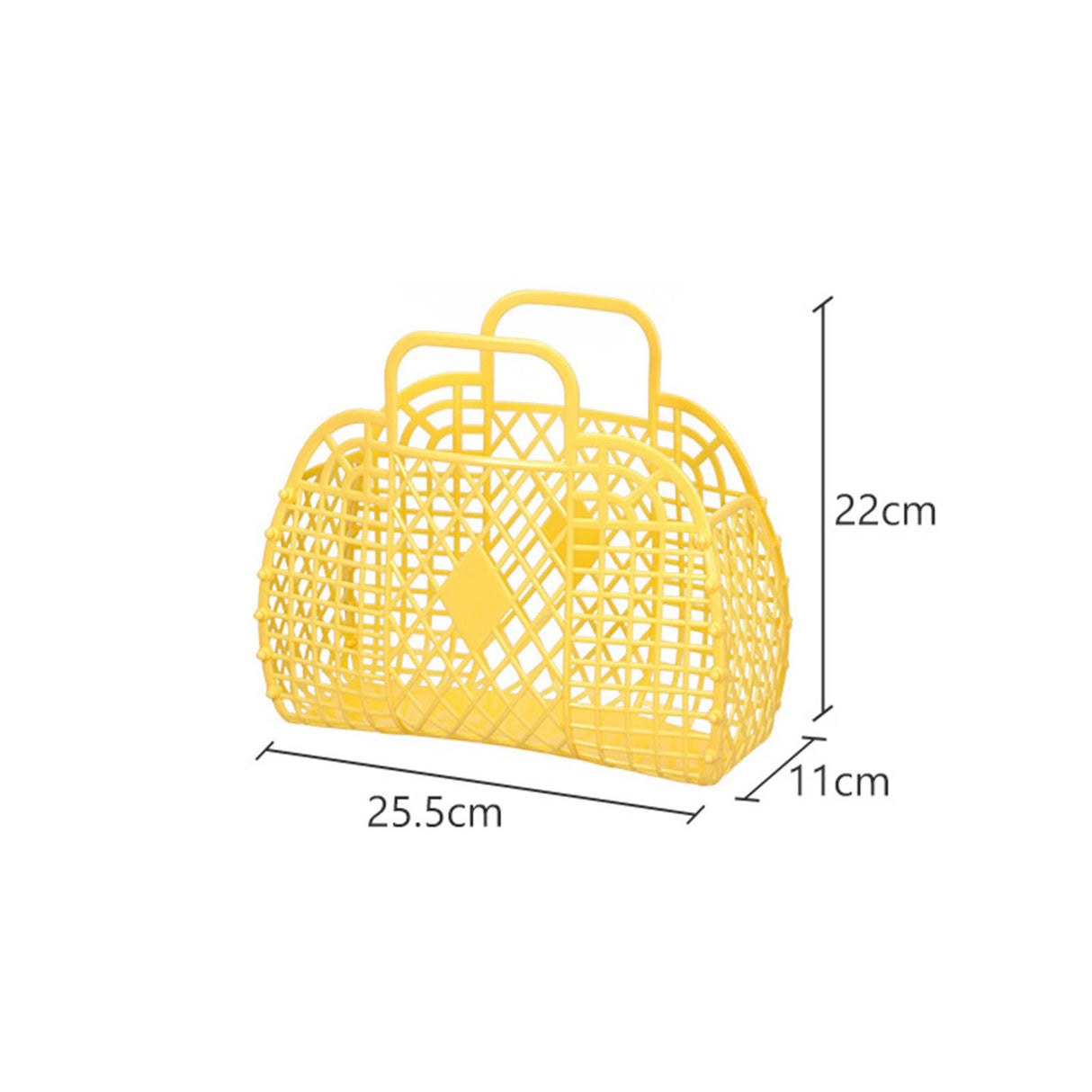Hollow Storage Basket Plastic Reusable Portable Foldable Bag for Beach Home Bedside Shopping Toys Clothes Yellow 250x110x220mm/9.84x4.33x8.66in