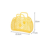 Hollow Storage Basket Plastic Reusable Portable Foldable Bag for Beach Home Bedside Shopping Toys Clothes Yellow 250x110x220mm/9.84x4.33x8.66in - Front View