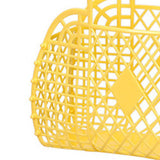 Hollow Storage Basket Plastic Reusable Portable Foldable Bag for Beach Home Bedside Shopping Toys Clothes Yellow 250x110x220mm/9.84x4.33x8.66in