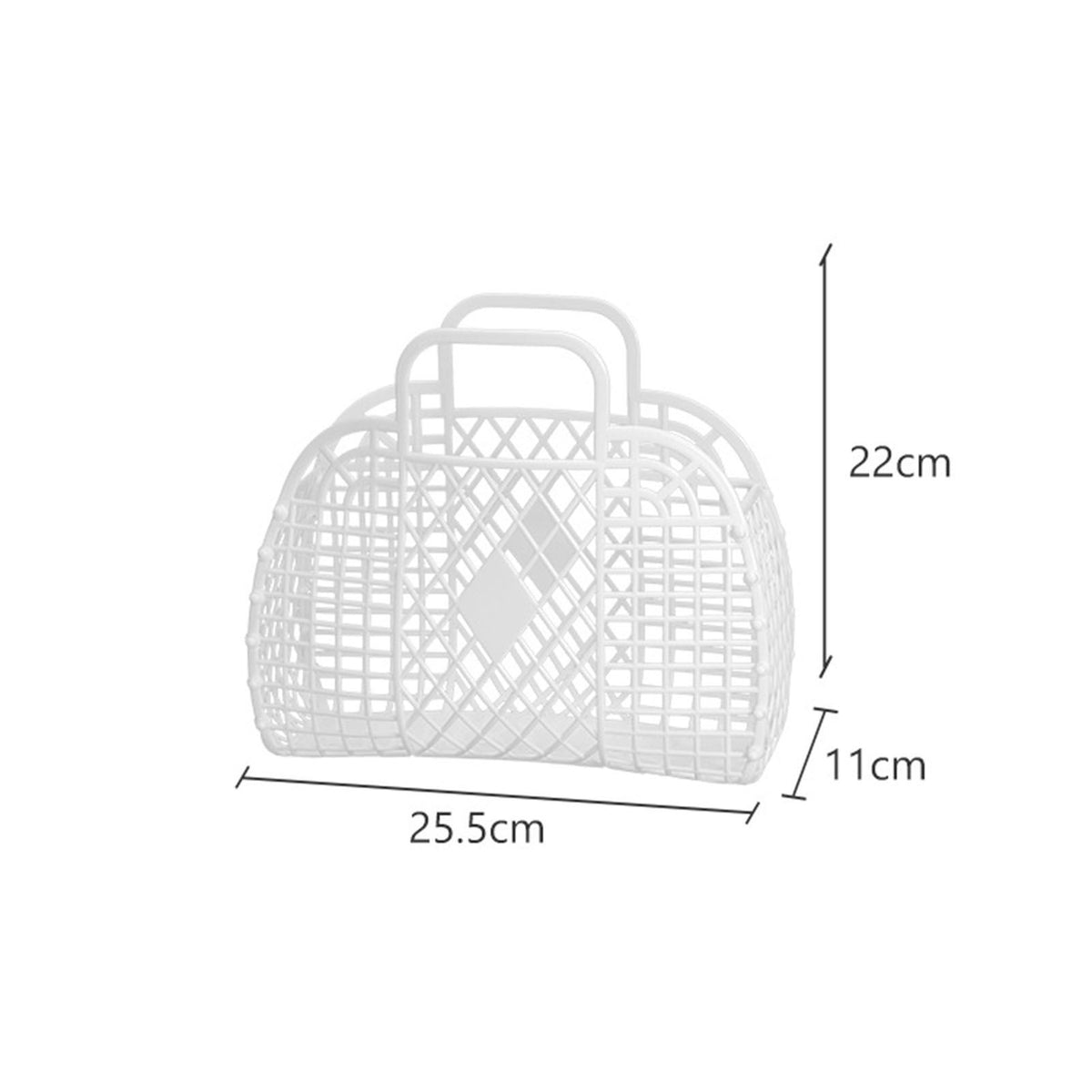 Hollow Storage Basket Plastic Reusable Portable Foldable Bag for Beach Home Bedside Shopping Toys Clothes White 250x110x220mm/9.84x4.33x8.66in