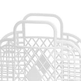 Hollow Storage Basket Plastic Reusable Portable Foldable Bag for Beach Home Bedside Shopping Toys Clothes White 250x110x220mm/9.84x4.33x8.66in