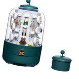 Jewelry Storage Box Table Dustproof Classification Large Capacity Earring Holder Stand for Women Standard Edition Green - Front View