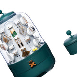 Jewelry Storage Box Table Dustproof Classification Large Capacity Earring Holder Stand for Women Standard Edition Green - Side View