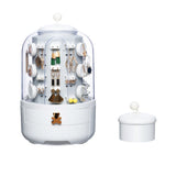 Jewelry Storage Box Table Dustproof Classification Large Capacity Earring Holder Stand for Women Standard Edition White - Extra Image