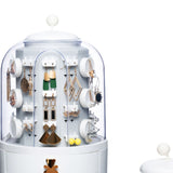 Jewelry Storage Box Table Dustproof Classification Large Capacity Earring Holder Stand for Women Standard Edition White