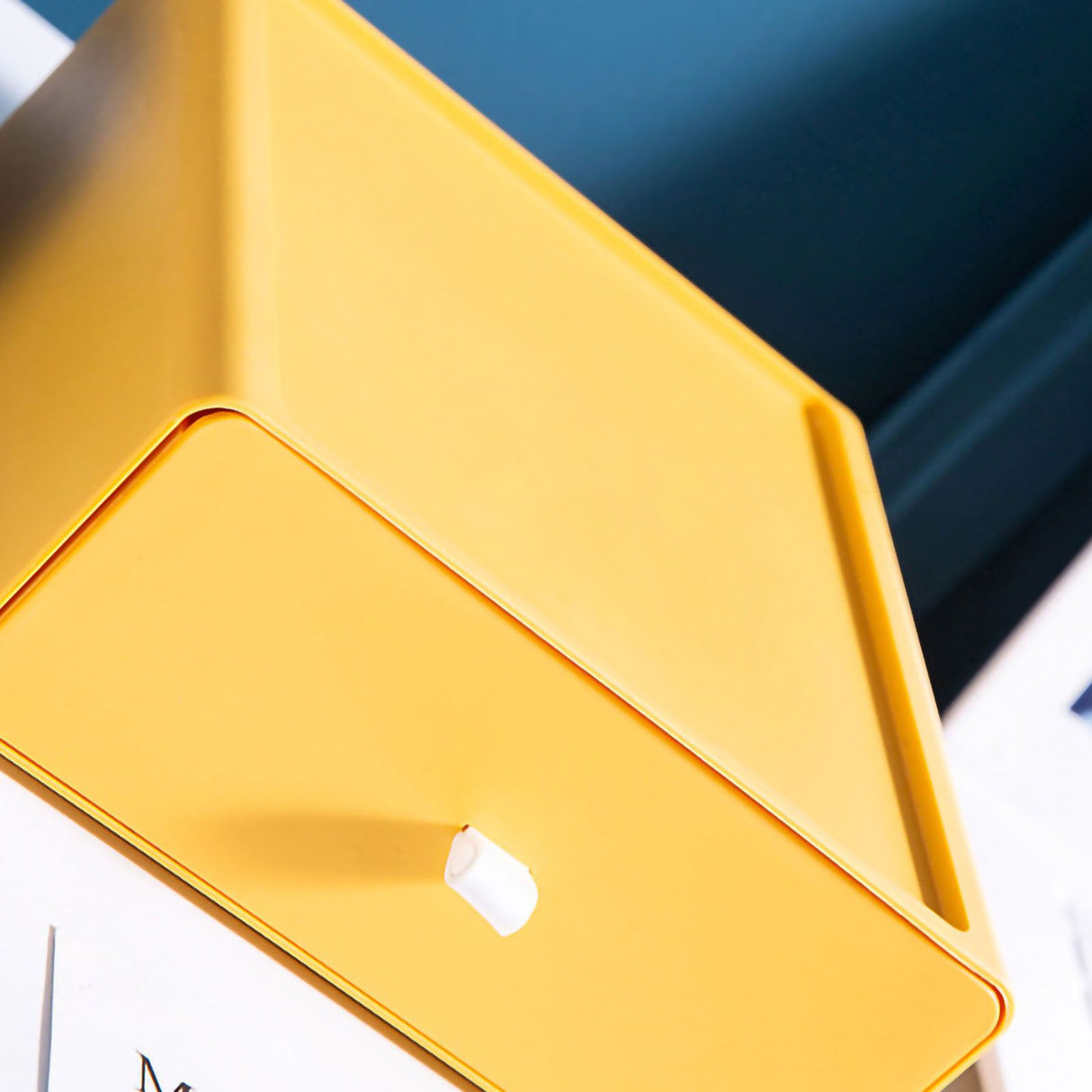 Desktop Storage Box Drawer Design Strong Load Bearing Stackable Desktop Organizer Storage Box for Stationery Yellow