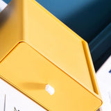 Desktop Storage Box Drawer Design Strong Load Bearing Stackable Desktop Organizer Storage Box for Stationery Yellow - Front View