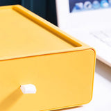 Desktop Storage Box Drawer Design Strong Load Bearing Stackable Desktop Organizer Storage Box for Stationery Yellow - Top-Down View