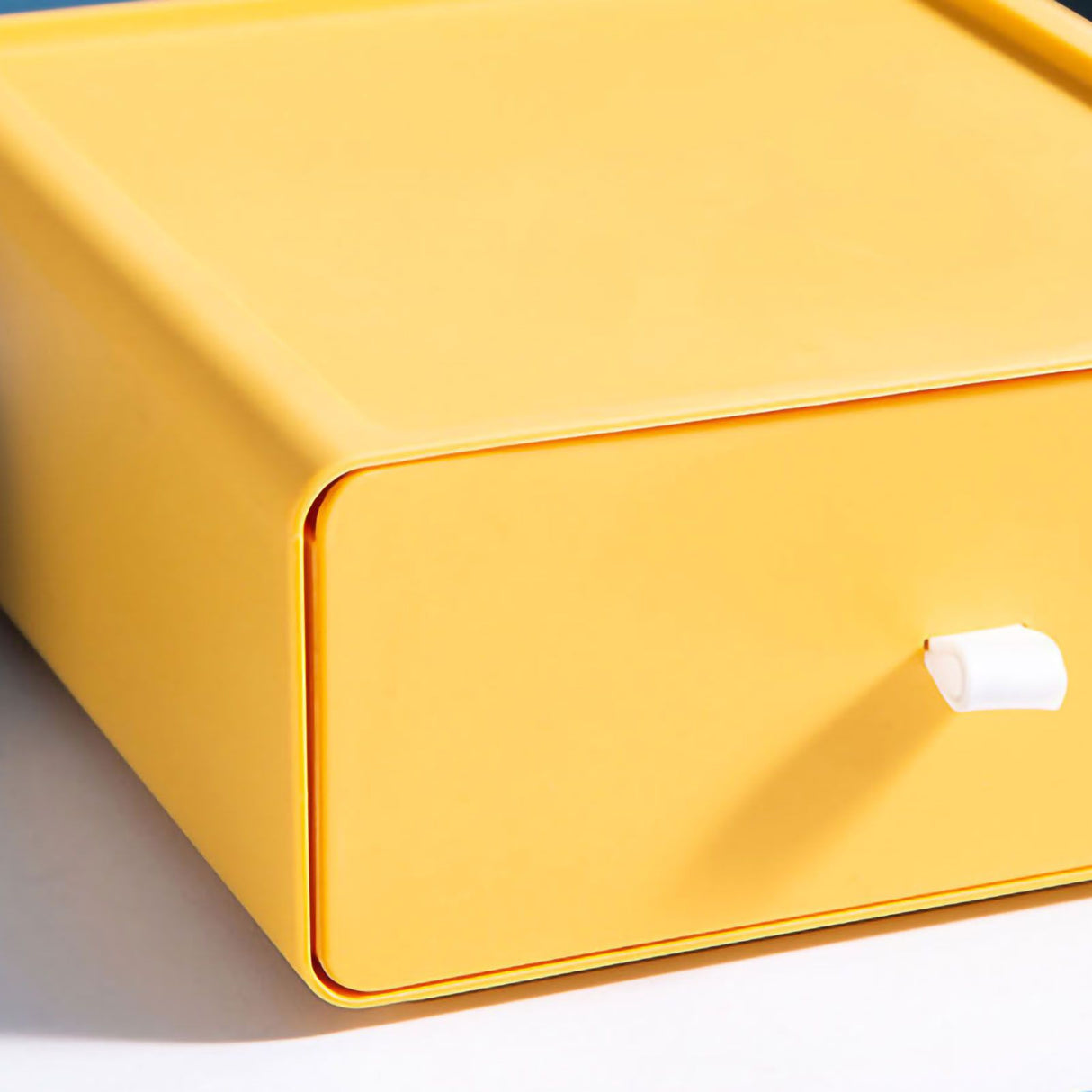 Desktop Storage Box Drawer Design Strong Load Bearing Stackable Desktop Organizer Storage Box for Stationery Yellow