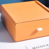 Desktop Storage Box Drawer Design Strong Load Bearing Stackable Desktop Organizer Storage Box for Stationery Orange - Side View