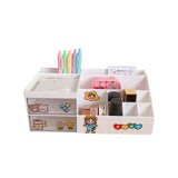 Desktop Storage Box Multi Grid Design Cute Beautiful Desktop Organizer Storage Box for Stationery Pens White - Front View