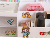 Desktop Storage Box Multi Grid Design Cute Beautiful Desktop Organizer Storage Box for Stationery Pens White - Top-Down View