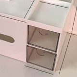Cosmetics Storage Box Tabletop Tissue Box Lovely Decorative Paper Basket Desktop Makeup Organizer for Bedroom Dormitory White