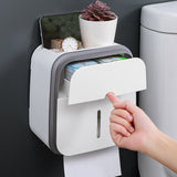 Wall Mounted Tissue Box Holder Strong Bearing Tissue Dispenser with Transparent Viewing Window for Home Bathroom Grey - Side View