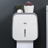 Wall Mounted Tissue Box Holder Strong Bearing Tissue Dispenser with Transparent Viewing Window for Home Bathroom Grey - Top-Down View
