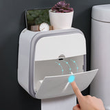 Wall Mounted Tissue Box Holder Strong Bearing Tissue Dispenser with Transparent Viewing Window for Home Bathroom Grey - 45-Degree Angle