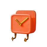 Wall Mounted Storage Box PP Clock Shaped Multifunctional Container with Hooks for Dormitory Bedside Orange