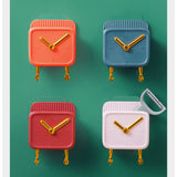 Wall Mounted Storage Box PP Clock Shaped Multifunctional Container with Hooks for Dormitory Bedside Orange