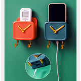 Wall Mounted Storage Box PP Clock Shaped Multifunctional Container with Hooks for Dormitory Bedside Orange