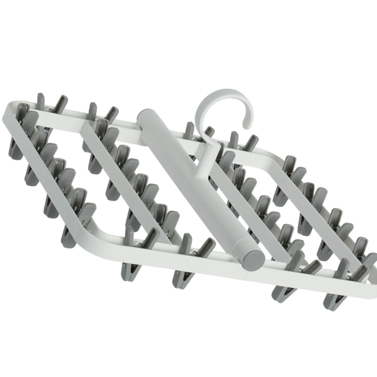 Drying Rack Foldable Matrix Hanging Point 24 Clips Household Drying Rack for Socks Underwear Panties White Grey
