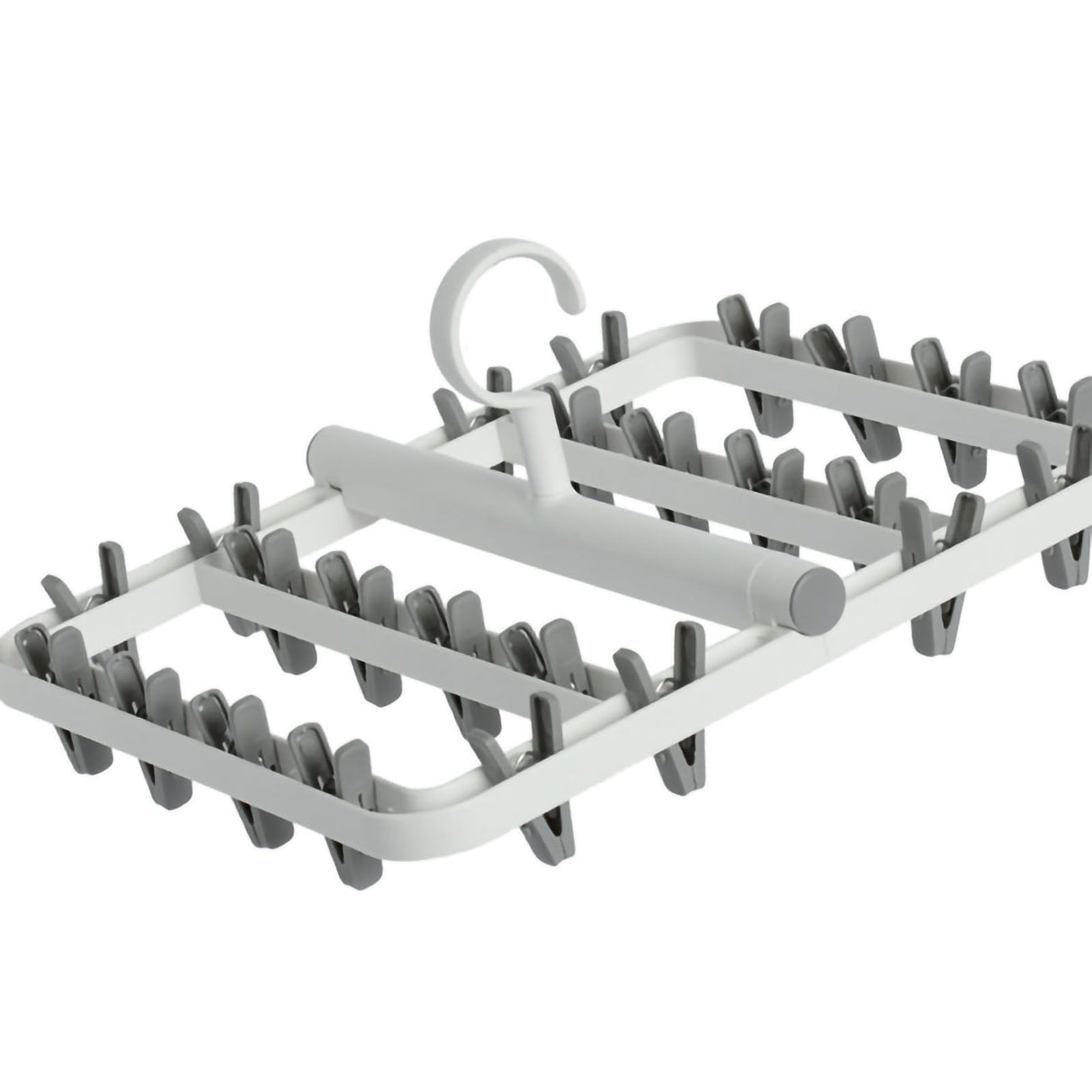 Drying Rack Foldable Matrix Hanging Point 24 Clips Household Drying Rack for Socks Underwear Panties White Grey