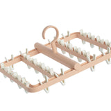 Drying Rack Foldable Matrix Hanging Point 24 Clips Household Drying Rack for Socks Underwear Panties Pink