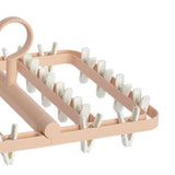 Drying Rack Foldable Matrix Hanging Point 24 Clips Household Drying Rack for Socks Underwear Panties Pink