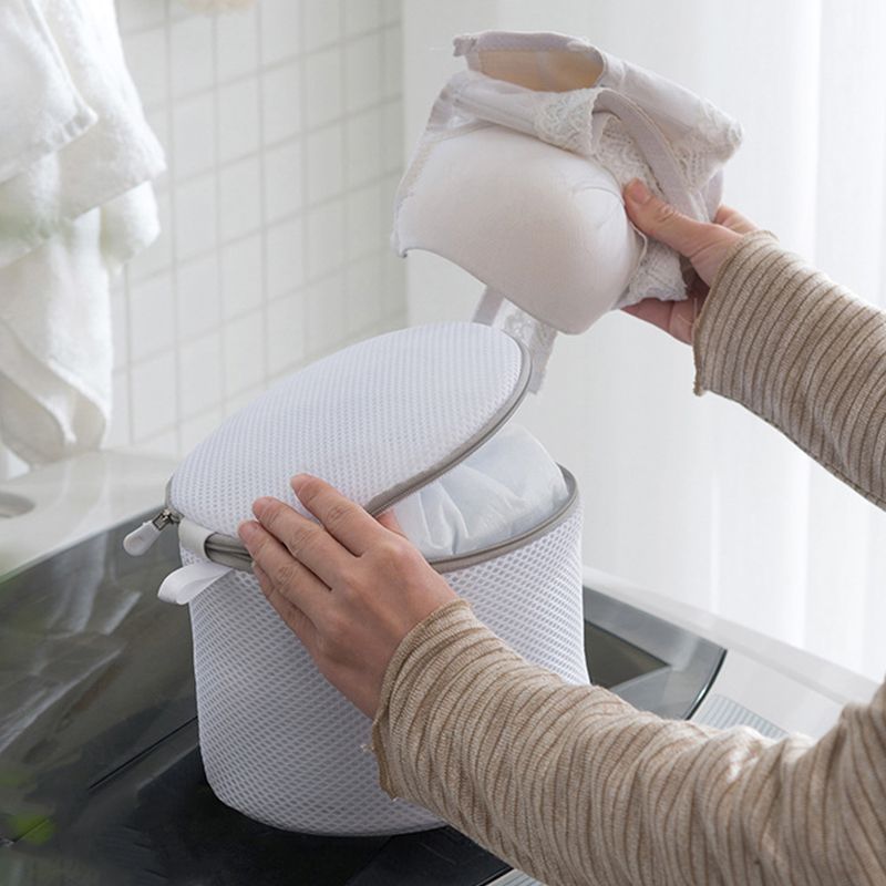 Underwear Wash Bag Bracket Mesh Zipper Underwear Bra Laundry Bag for Machine Washing White Fabric Grey Zipper