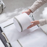 Underwear Wash Bag Bracket Mesh Zipper Underwear Bra Laundry Bag for Machine Washing White Fabric Grey Zipper - Top-Down View