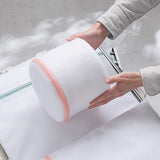 Underwear Wash Bag Bracket Mesh Zipper Underwear Bra Laundry Bag for Machine Washing White Fabric Dusty Pink Zipper