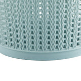 Pulling Bag Trash Can Imitation Rattan Round Plastic Garbage Bin Home Coverless Trash Storage Basket Blue L - Front View