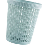 Pulling Bag Trash Can Imitation Rattan Round Plastic Garbage Bin Home Coverless Trash Storage Basket Blue L