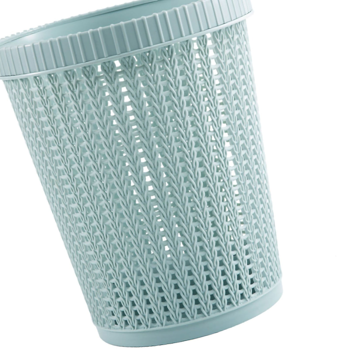 Pulling Bag Trash Can Imitation Rattan Round Plastic Garbage Bin Home Coverless Trash Storage Basket Blue L
