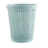 Pulling Bag Trash Can Imitation Rattan Round Plastic Garbage Bin Home Coverless Trash Storage Basket Blue S