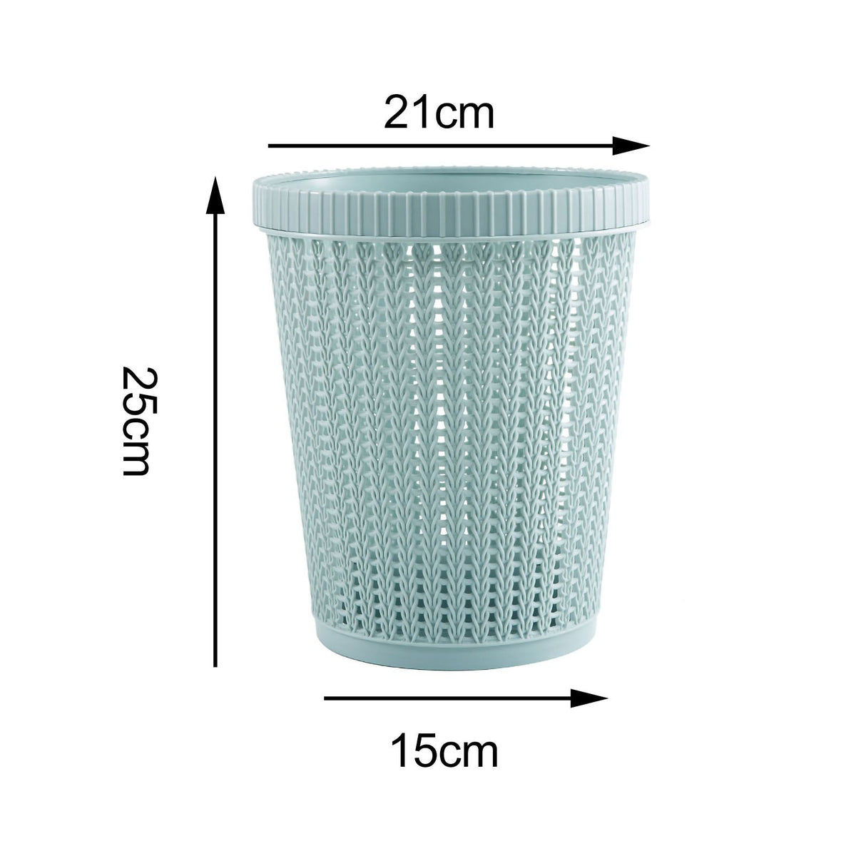 Pulling Bag Trash Can Imitation Rattan Round Plastic Garbage Bin Home Coverless Trash Storage Basket Blue S