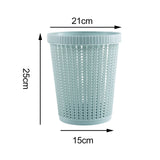 Pulling Bag Trash Can Imitation Rattan Round Plastic Garbage Bin Home Coverless Trash Storage Basket Blue S