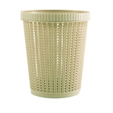 Pulling Bag Trash Can Imitation Rattan Round Plastic Garbage Bin Home Coverless Trash Storage Basket Green L
