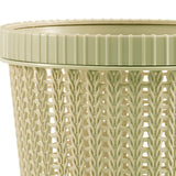 Pulling Bag Trash Can Imitation Rattan Round Plastic Garbage Bin Home Coverless Trash Storage Basket Green L - Front View